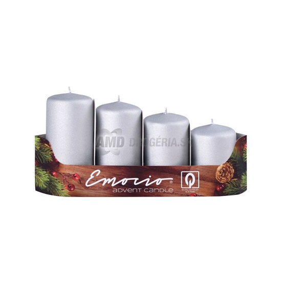 SVIEČKY ADVENTNÉ EXCLUSIVE MATNÉ STRIEBORNÉ 40 MM 4 KS