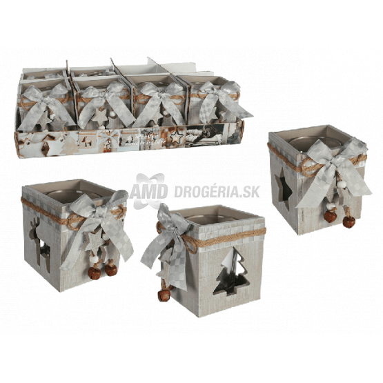 VIANOČNÝ SVIETNIK V DREVENOM BOXE 1 KS