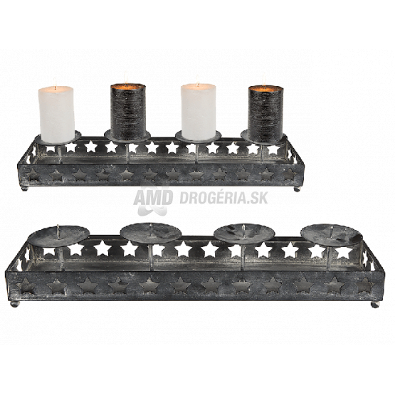 KOVOVÝ SVIETNIK NA 4 SVIEČKY 40 X 10 CM