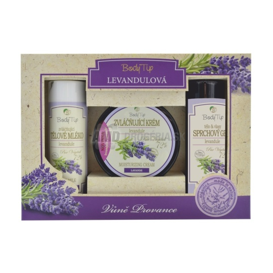 PRÍRODNÁ DARČEKOVÁ KAZETA BODY TIP LEVANDUĽA DARČEKOVÉ BALENIE S LEVANDUĽOVÝM OLEJOM V PAPIEROVEJ KAZETE X18