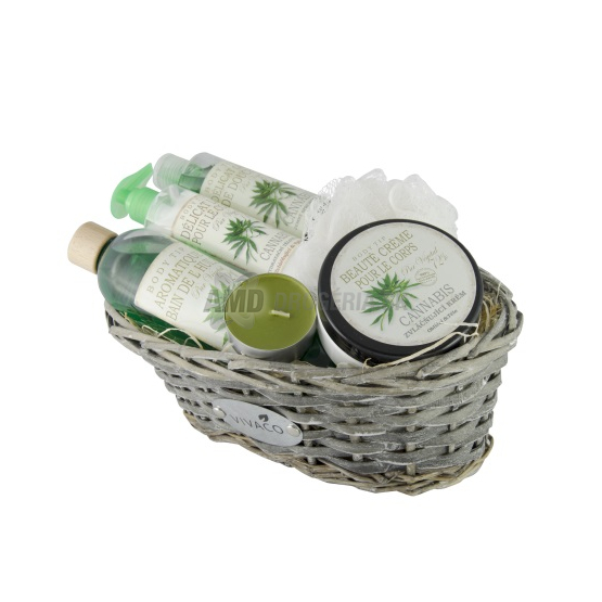 PRÍRODNÁ DARČEKOVÁ KAZETA BODY TIP RETRO CANNABIS DARČEKOVÝ KÔŠ S KONOPNÝM OLEJOM X18