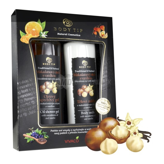 PRÍRODNÁ DARČEKOVÁ KAZETA SELECTION LUXUSNÁ SADA KOZMETIKY MAKADAMOVÝ ORECH S VANILKOU V PAPIEROVEJ KAZETE X18