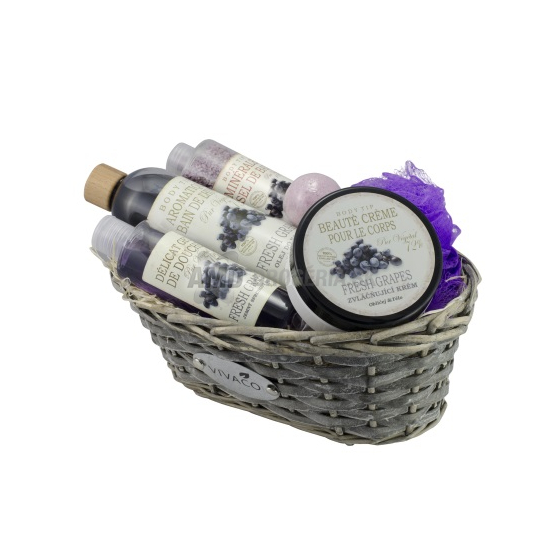 PRÍRODNÁ DARČEKOVÁ KAZETA BODY TIP RETRO HROZNO DARČEKOVÝ KÔŠ S VÔŇOU HROZNA X18