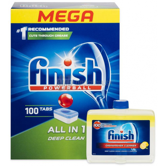 FINISH TABLETY CLASSIC 100 KS CITRUS + ČISTIČ DO UMÝVAČKY RIADU 250 ML