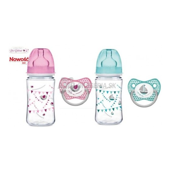 CANPOL BABIES DOJČENSKÁ FĽAŠA ANTIKOLIK ŠIROKÁ EASY START 6-18 MESIACOV + CUMLÍK 1 KS