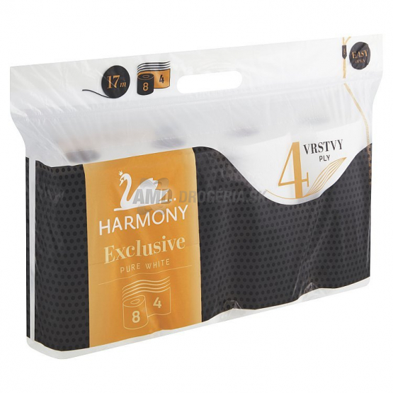 HARMONY TOALETNÝ PAPIER 4-VRSTVOVÝ BIELY PURE WHITE 8 KS