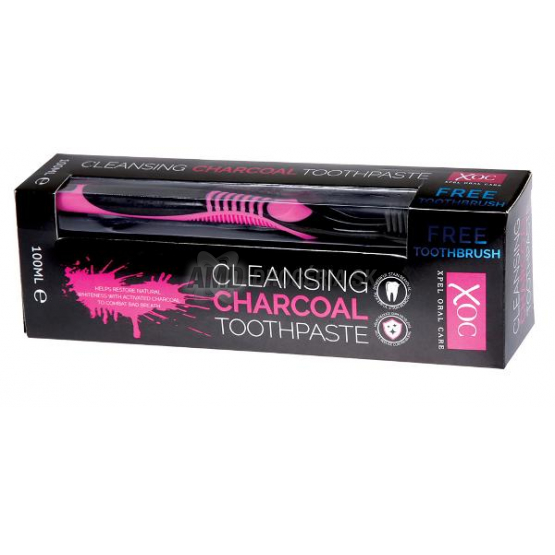 CHARCOAL ZUBNÁ PASTA BIELIACA 100 ML + KEFKA 1 KS
