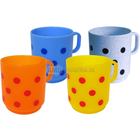 HRNČEK UMELOHMOTNÝ ORANŽOVÝ BODKY 250 ML 1 KS 