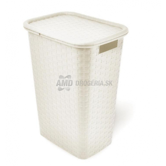 KOŠ NA ŠPINAVÉ PRÁDLO UMELOHMOTNÝ IMITÁCIA RATAN BEŽOVÝ 60 L