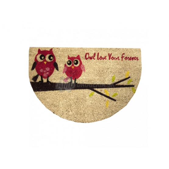 ROHOŽ POLKRUH KOKOS RUŽOVÉ SOVY 40X60 CM