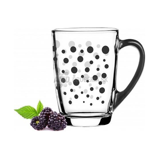 HRNČEK S ČIERNYM UCHOM A BODKAMI SKLO 300 ML