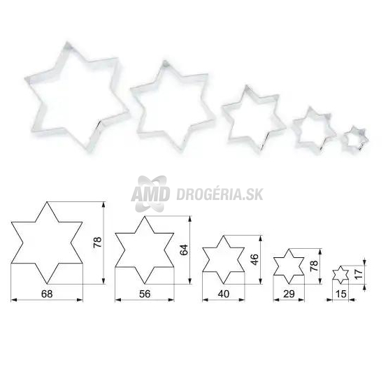 VYKRAJOVAČKA HVIEZDIČKY HLADKÁ SADA 5KS
