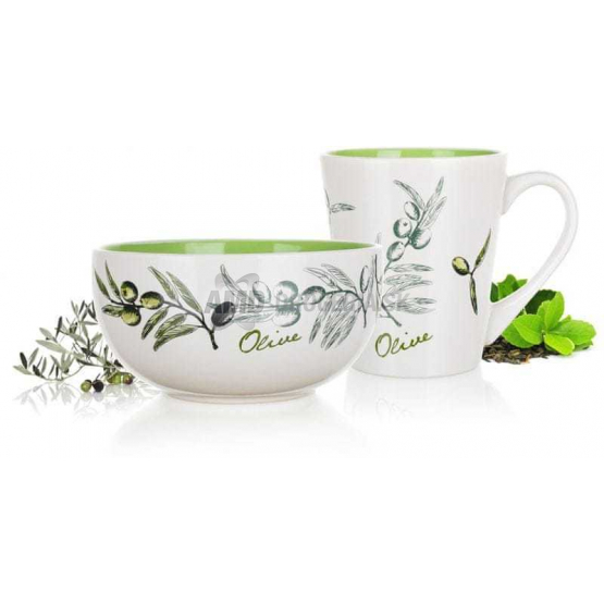 RAŇAJKOVÁ SÚPRAVA MISKA A ŠÁLKA OLIVOVÁ 
