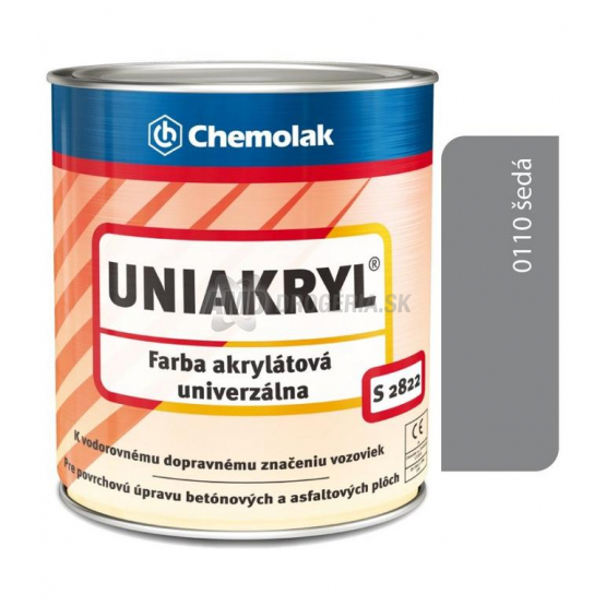 Chemolak Uniakryl S2822 akrylátová farba na značenie ciest, šedá 0110, 0,75 l