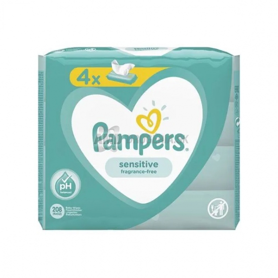 PAMPERS VLHČENÉ UTIERKY SENSITIVE BEZ CLIPU 4X52KS 208 KS