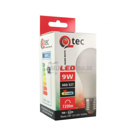 ŽIAROVKA QTEC LED 9W E27 2700K A60 1 KS