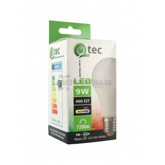 ŽIAROVKA QTEC LED 9W E27 4200K A60 1 KS