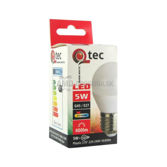 ŽIAROVKA QTEC LED 5W E27 2700K G45
