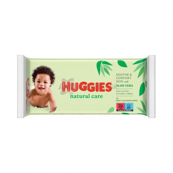 Huggies Natural Care vlhčené obrúsky s Aloe Vera, 56 ks