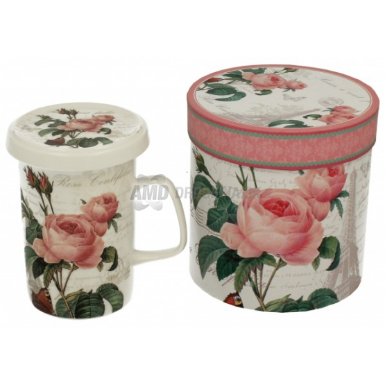 HRNČEK S ČAJOVÝM SITKOM PINK ROSE 320 ML