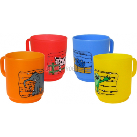 HRNČEK UMELOHMOTNÝ TRANSPARENTNÝ S POTLAČKOU ZVIERATKA 250 ML 