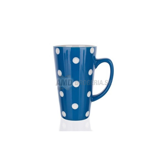 HRNČEK VYSOKÝ MODRÝ BODKY 450 ML