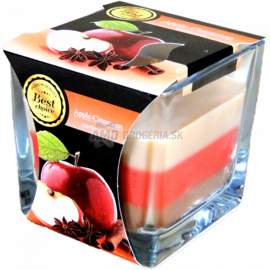 SVIEČKA TROJFAREBNÁ V SKLE JABLKO ŠKORICA