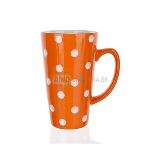 HRNČEK VYSOKÝ ORANŽOVÝ BODKY 450 ML