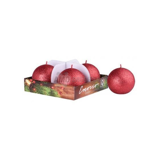 SVIEČKA GULE BROKAT ČERVENÉ 60 MM  4 KS 