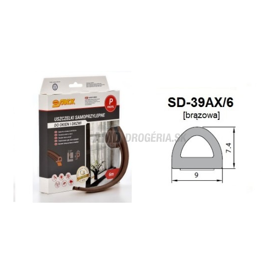 Sanok Rubber Tesnenie samolepiace profil P, 6 m, hnedé