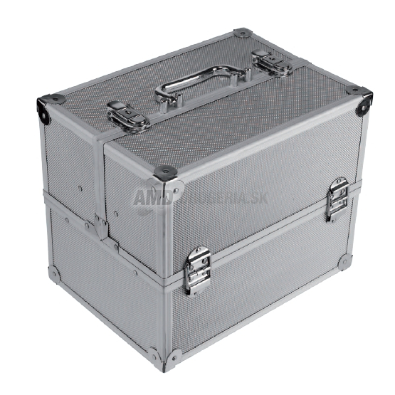 HLINÍKOVÝ KOZMETICKÝ KUFRÍK ROZKLADACÍ STRIEBORNÝ 499327 1KS