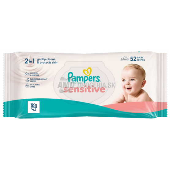 Pampers Wipes Sensitive vlhčené utierky, 52 ks