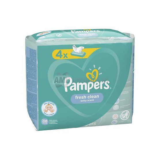 PAMPERS WIPES FRESH CLEAN BEZ CLIPU 4 X 52 KS