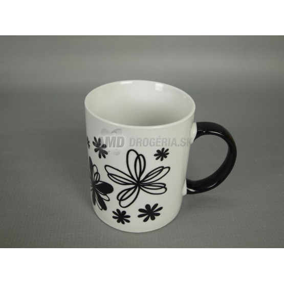 HRNČEK PORCELÁNOVÝ ČIERNE KVETY 300 ML 