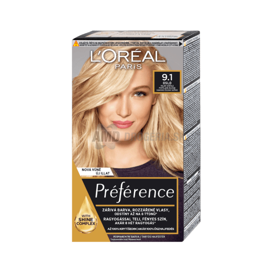 LOREAL PREFERENCE VEĽMI SVETLÁ POPOLAVÁ BLOND 9.1
