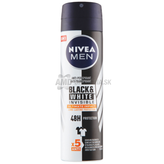 NIVEA DEODORANT MEN BLACK & WHITE  INVISIBLE ULTIMATE IMPACT 150ML
