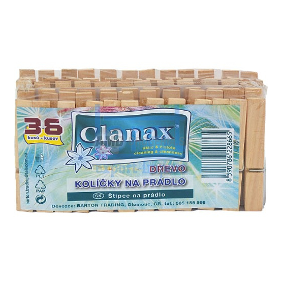 Clanax Drevené štipce na prádlo, 36 ks