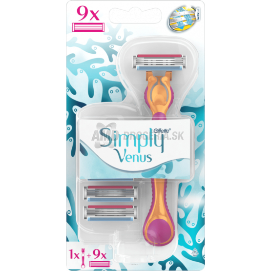 GILLETTE SIMPLY VENUS STROJČEK + NÁHRADNÉ HLAVICE 9 KS