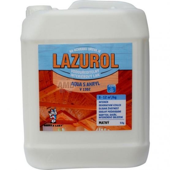 Lazurol Aqua S Akryl V1302 matný, vodouriediteľný interiérový lak, 5 kg
