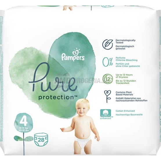 PAMPERS PURE PROTECTION VEĽ. 4 (9-14 KG) 28 KS