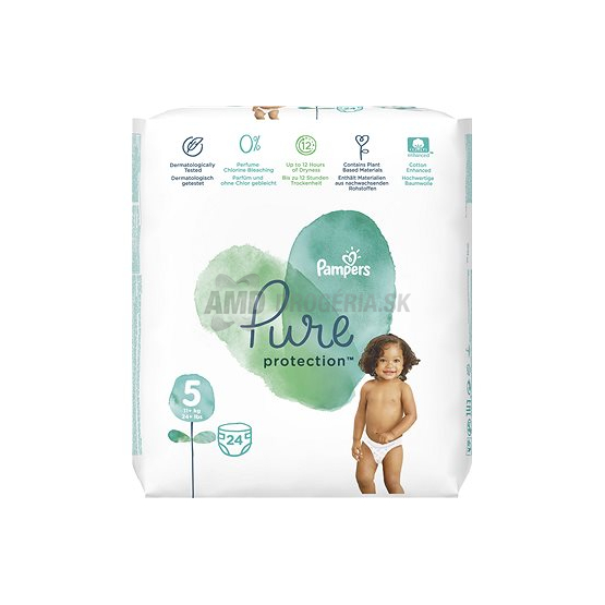 PAMPERS PURE PROTECTION VEĽ. 5 (11-24 KG) 24 KS