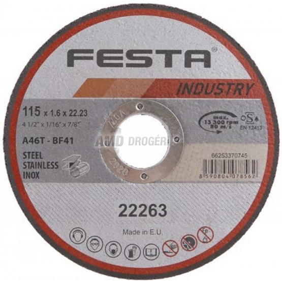 KOTÚČ REZNÝ NA KOV 115X1,6X22,2MM FESTA INDUSTRY