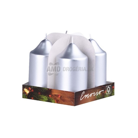 SVIEČKA ADVENTNÁ METALICKÁ STRIEBORNÁ 50 X 90 MM 4 KS
