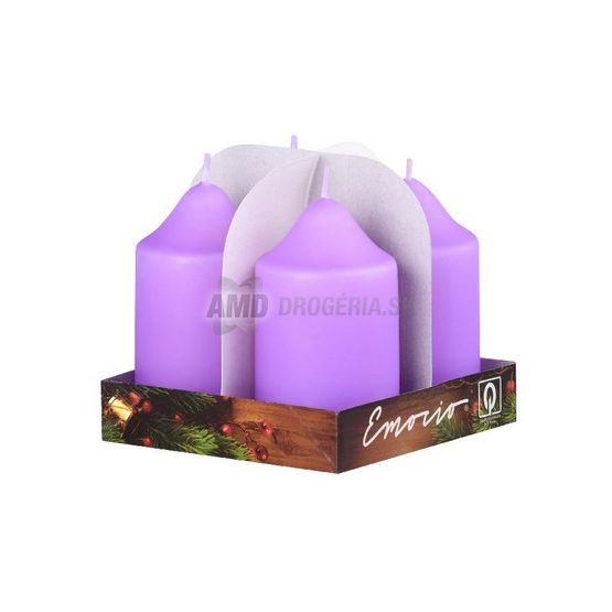 SVIEČKA ADVENTNÁ SVETLO FIALOVÁ 50 X 90 4 KS 