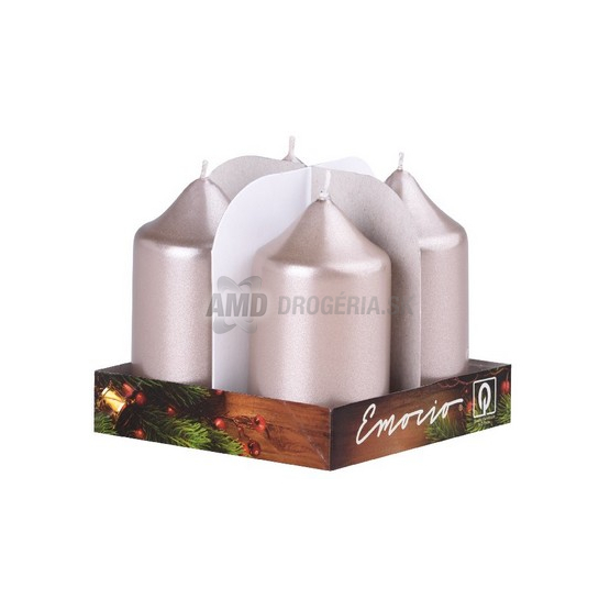 SVIEČKA ADVENTNÁ METALICKÁ BÉŽOVO ŠEDÁ 40 X 75 MM 4 KS 23157