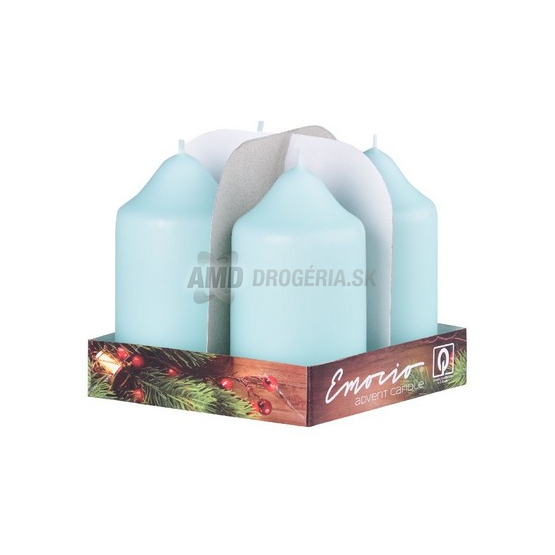 SVIEČKA ADVENTNÁ 50 X 90 MM FARBA MENTOL 4 KS