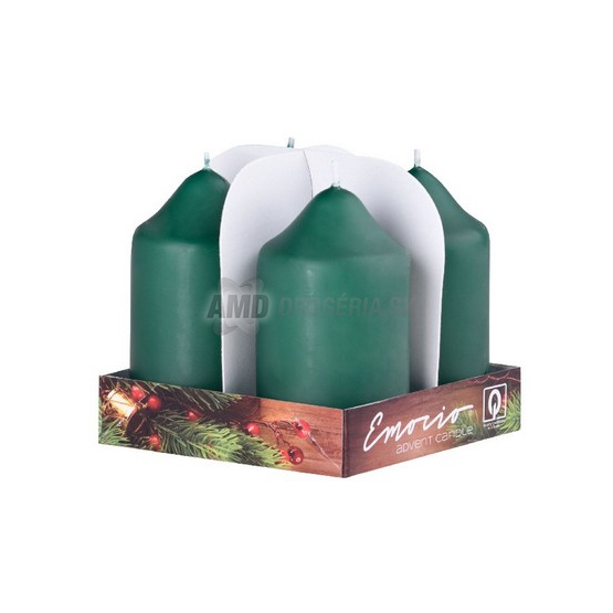 SVIEČKA ADVENTNÁ 50 X 90 MM TMAVO ZELENÁ 4 KS