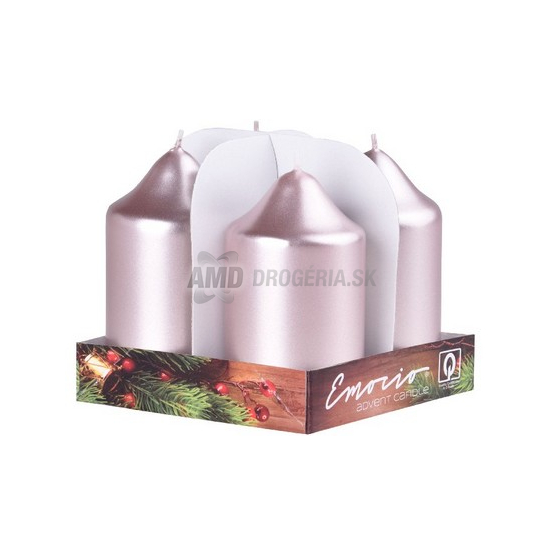 SVIEČKA ADVENTNÁ 50 X 90 MM METALICKÁ STARORUŽOVÁ 4 KS
