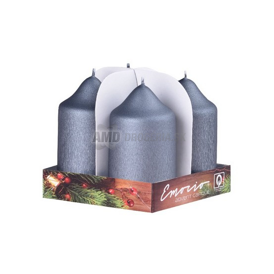SVIEČKA ADVENTNÁ 50 X 90 MM MATNÁ GRAFITOVÁ 4 KS