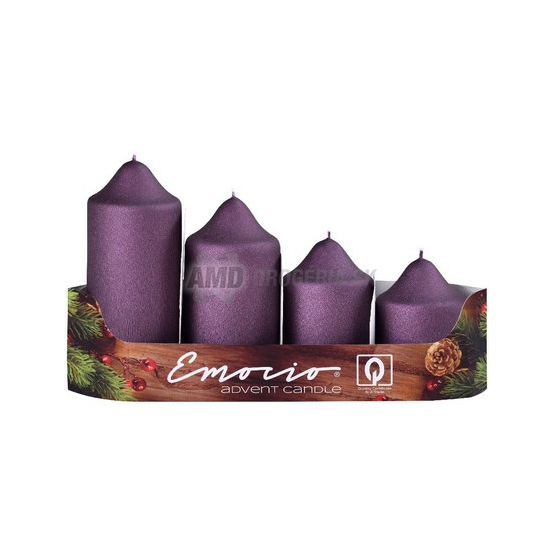 SVIEČKA ADVENTNÁ PRIEMER 50 MM MATNÁ SLIVKOVÁ 4 KS